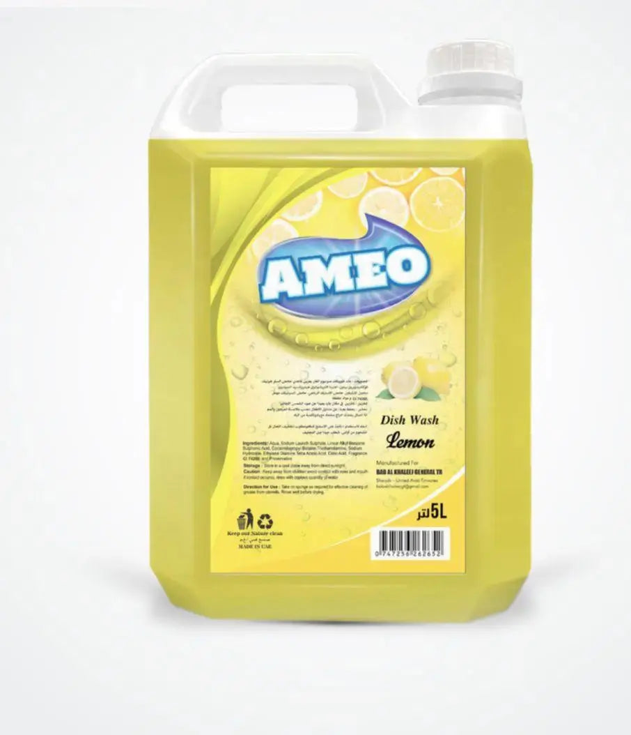 Ameo-Dish-Wash-Lemon-5Lx4-1-Carton-The-Perfect-Solution-for-a-Sparkling-Clean-Kitchen Marino.AE