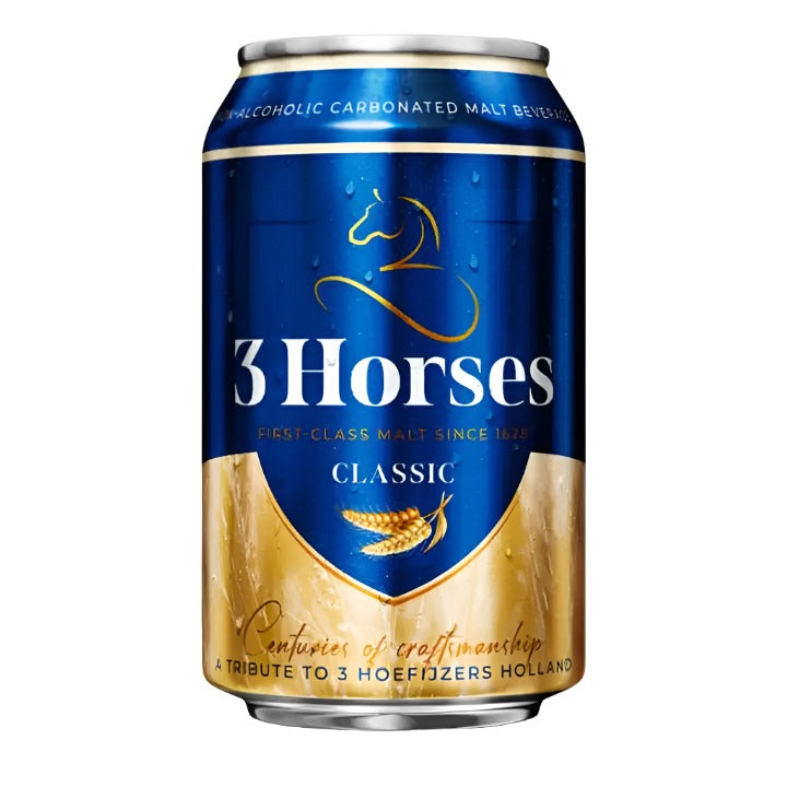 3 Horses Classic, Non Alcoholic Beer- Pack of 24(330ml x 24) Marino.AE