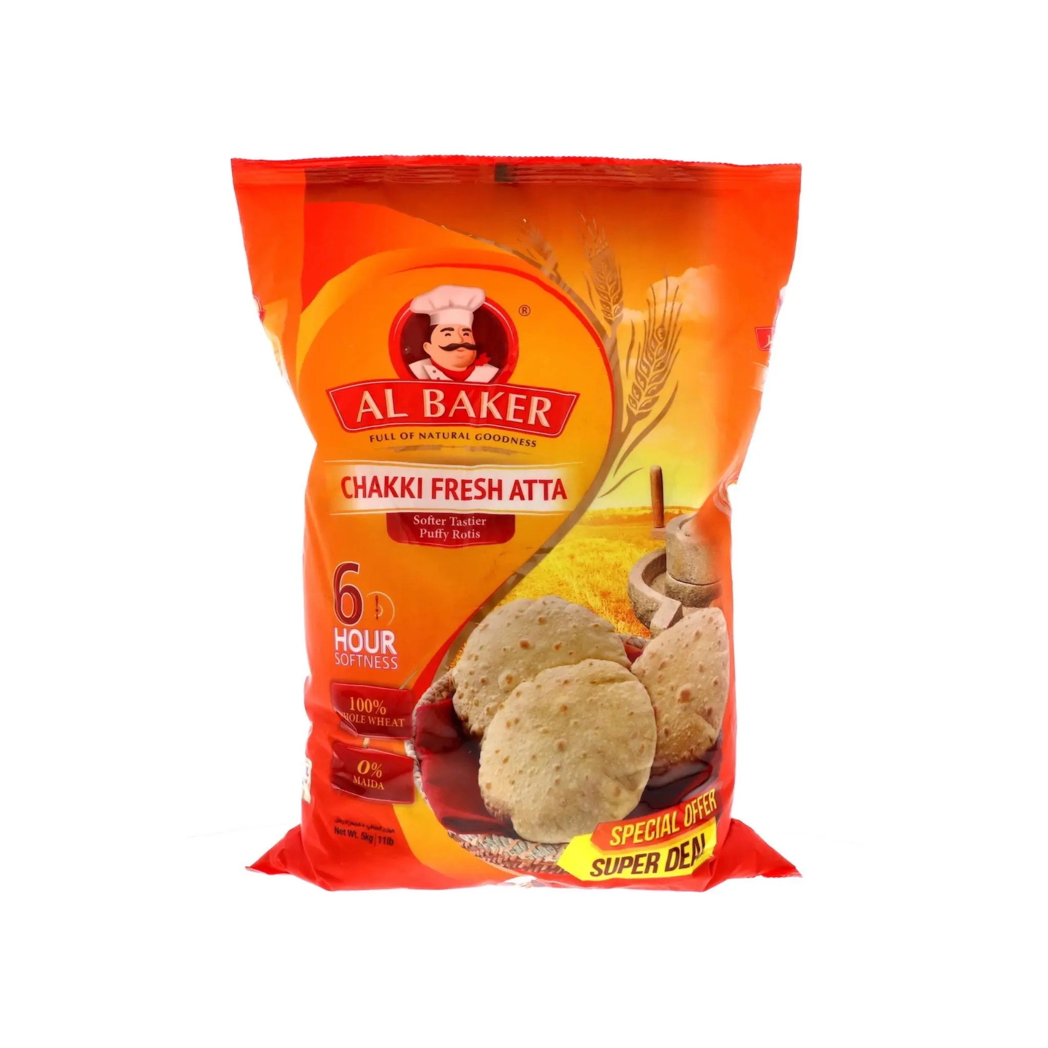 Buy Al Baker Chakki Fresh Atta 5kg for A Healthy Meal | High Fibre