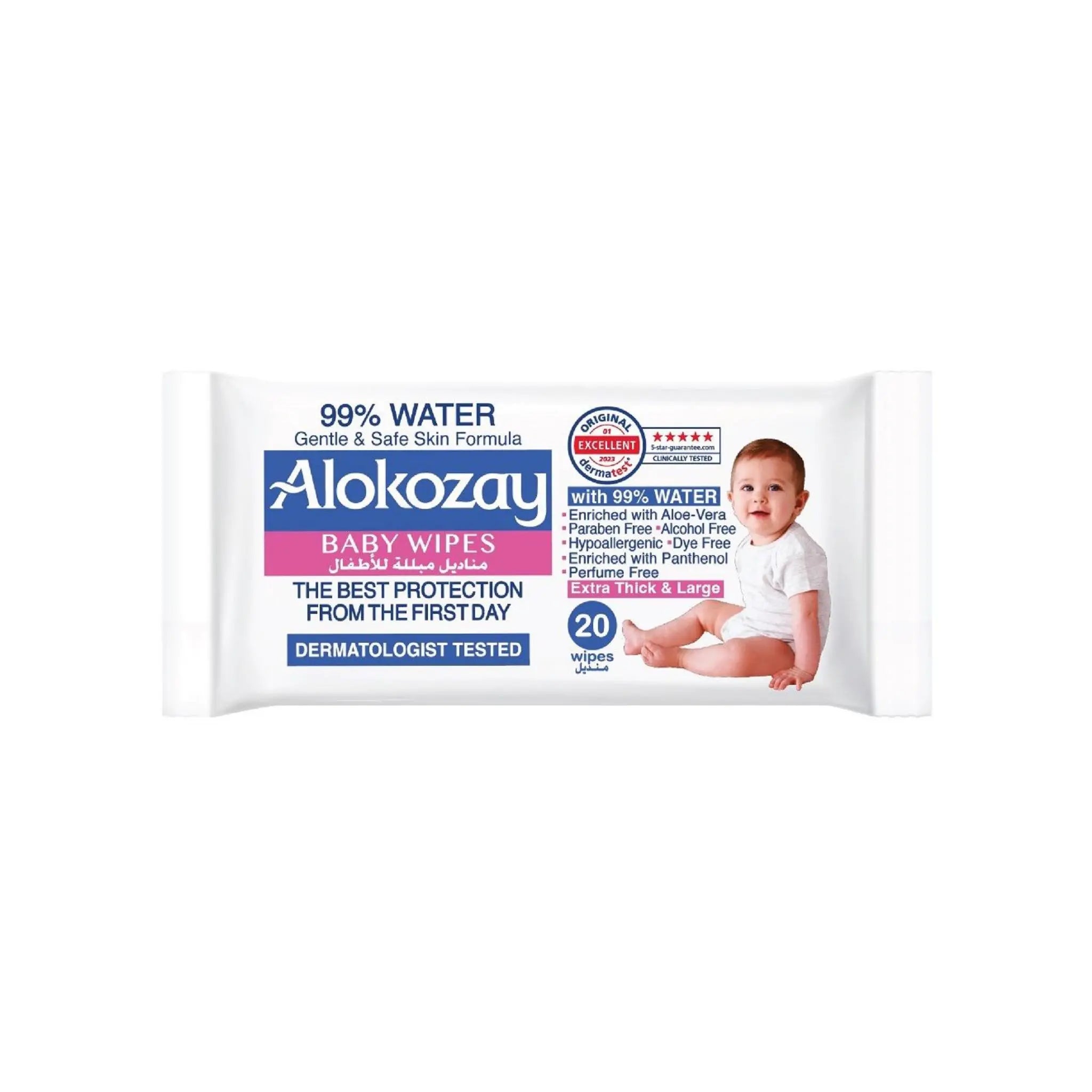 Alokozay Baby Wet Wipes - 99% Pure Water - 20 Wipes Marino.AE