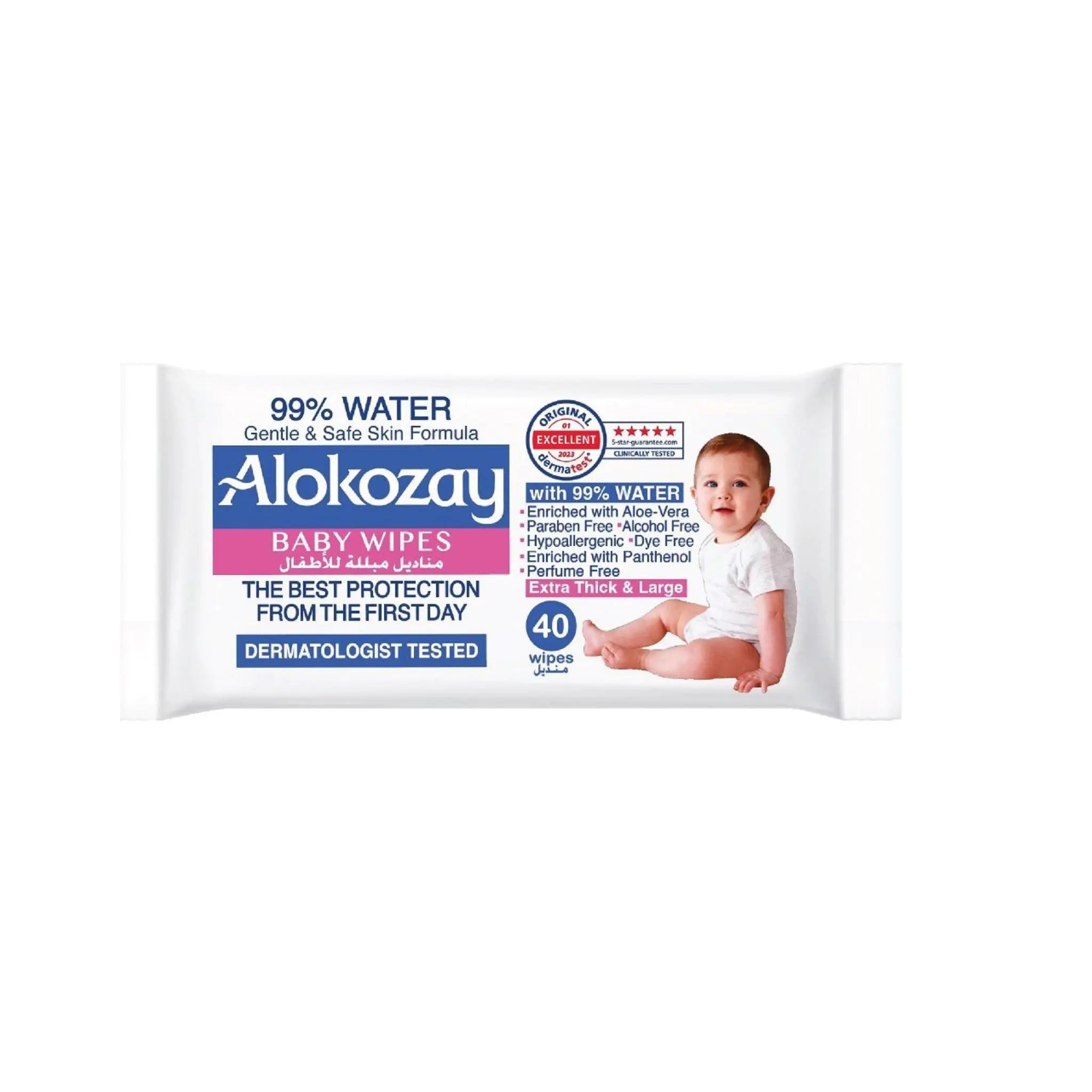 Alokozay Baby Wet Wipes - 99% Pure Water - 40 Wipes Marino.AE