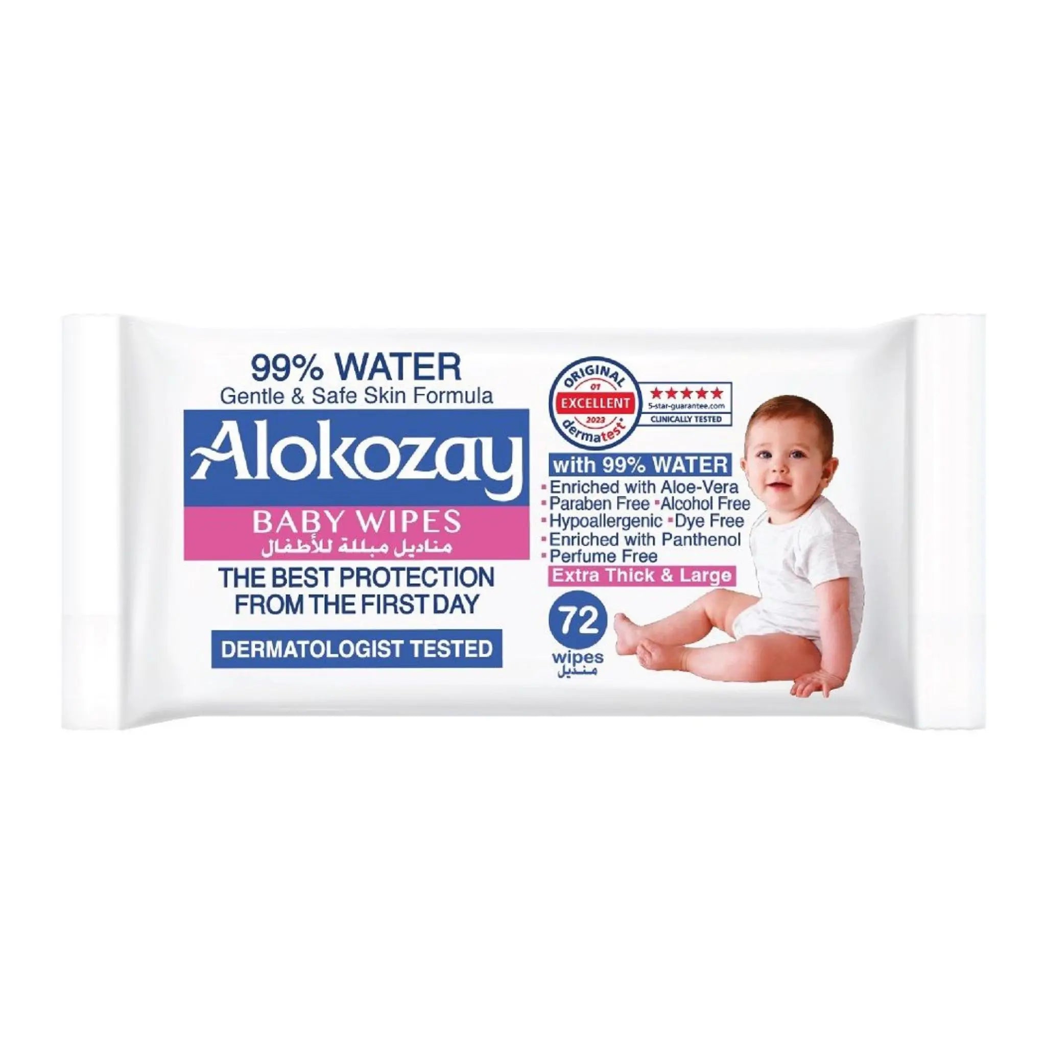 Alokozay Baby Wet Wipes - 99% Pure Water - 72 Wipes Marino.AE