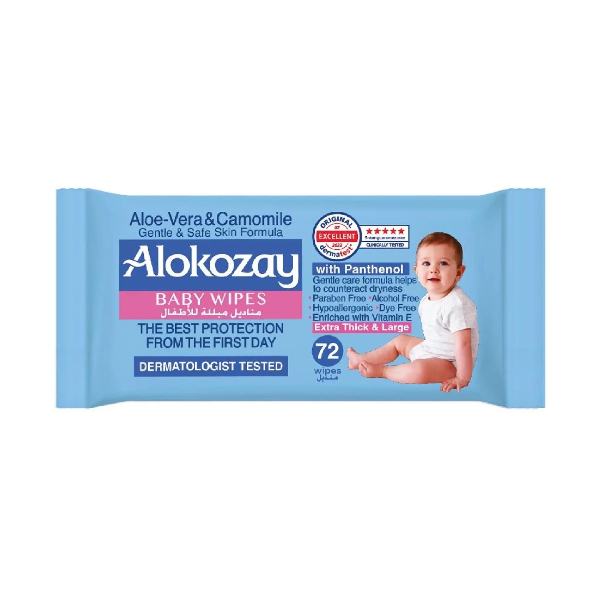Alokozay Baby Wet Wipes - Aloe-Vera & Camomile - 72 Wipes Marino.AE