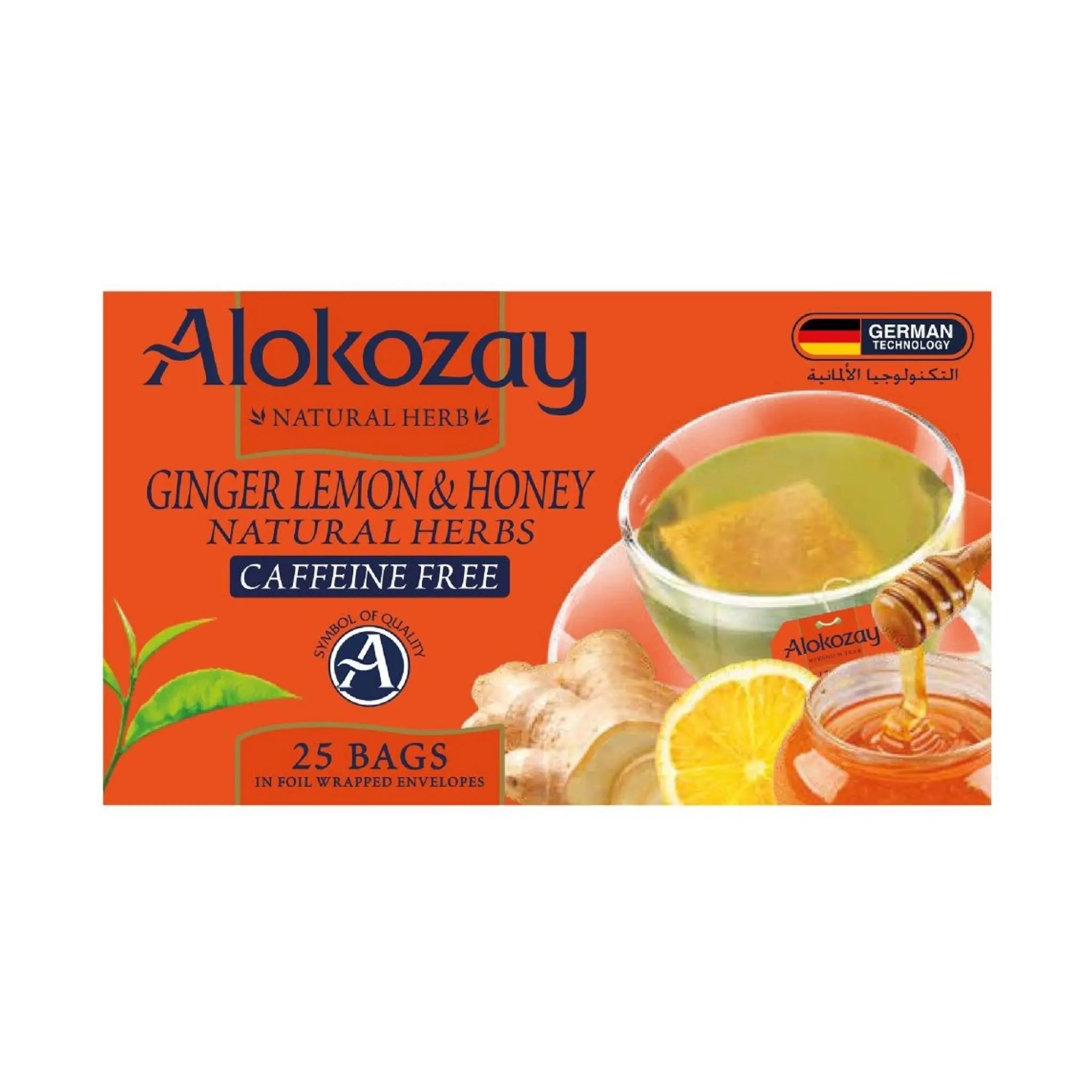 Alokozay Ginger Lemon & Honey Herbal Tea - 25 Heat Seal Sachets Marino.AE