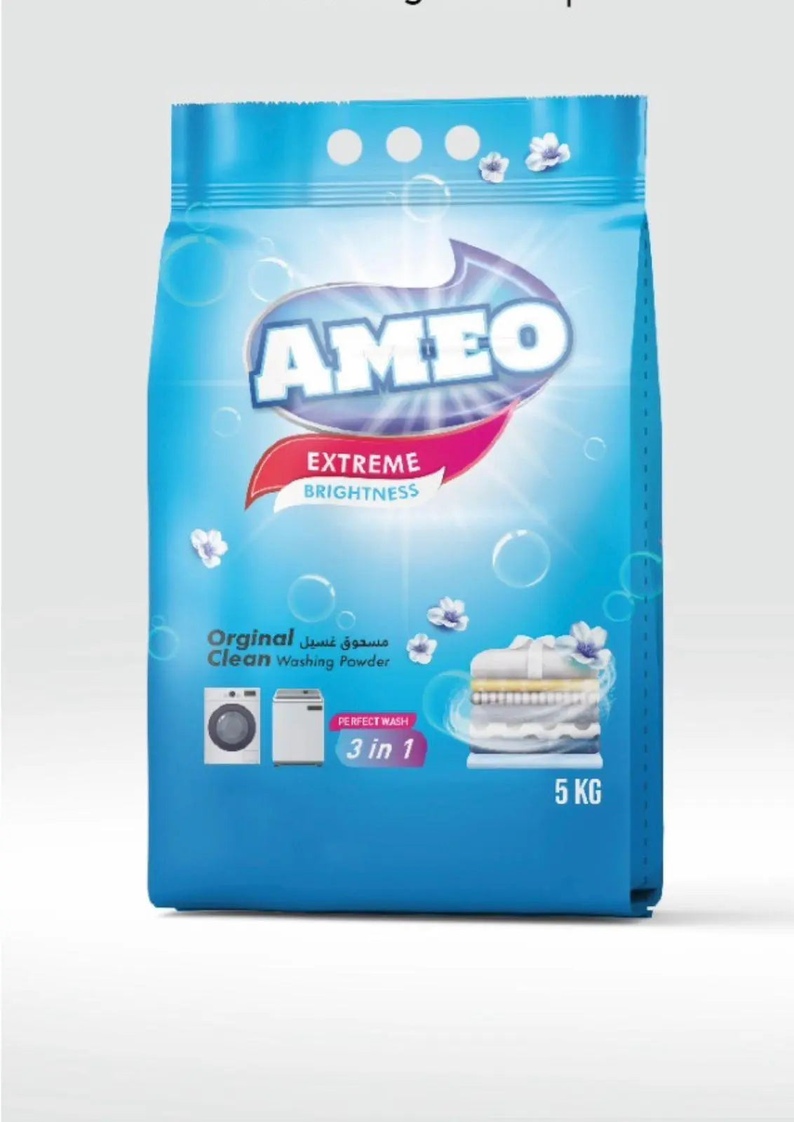 Ameo Powder Detergent (Extreme Brightness) - 5kgx4 (1 Carton) Marino Wholesale