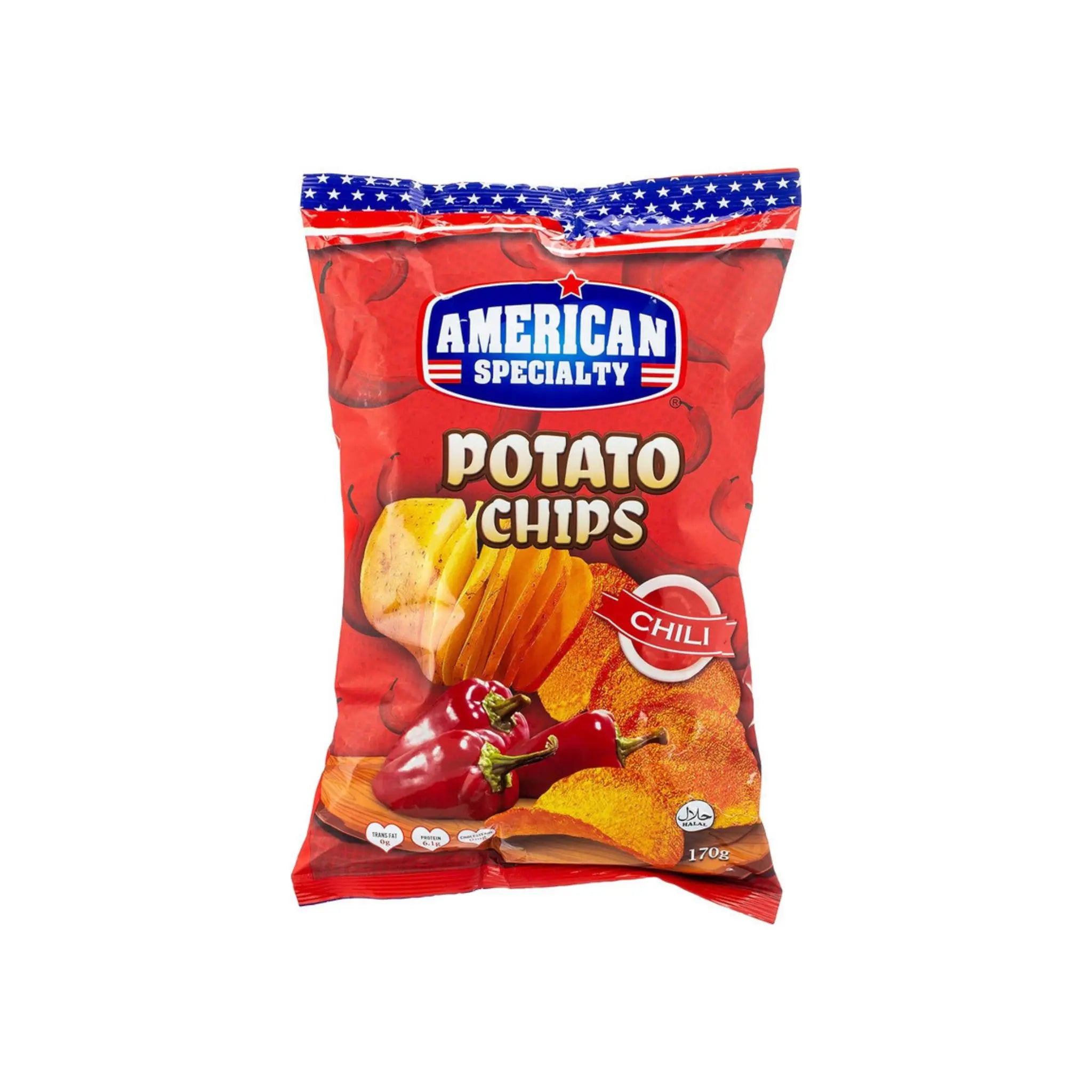 American Specialty Potato Chips Chili - 10x170g (1 carton) - Marino.AE