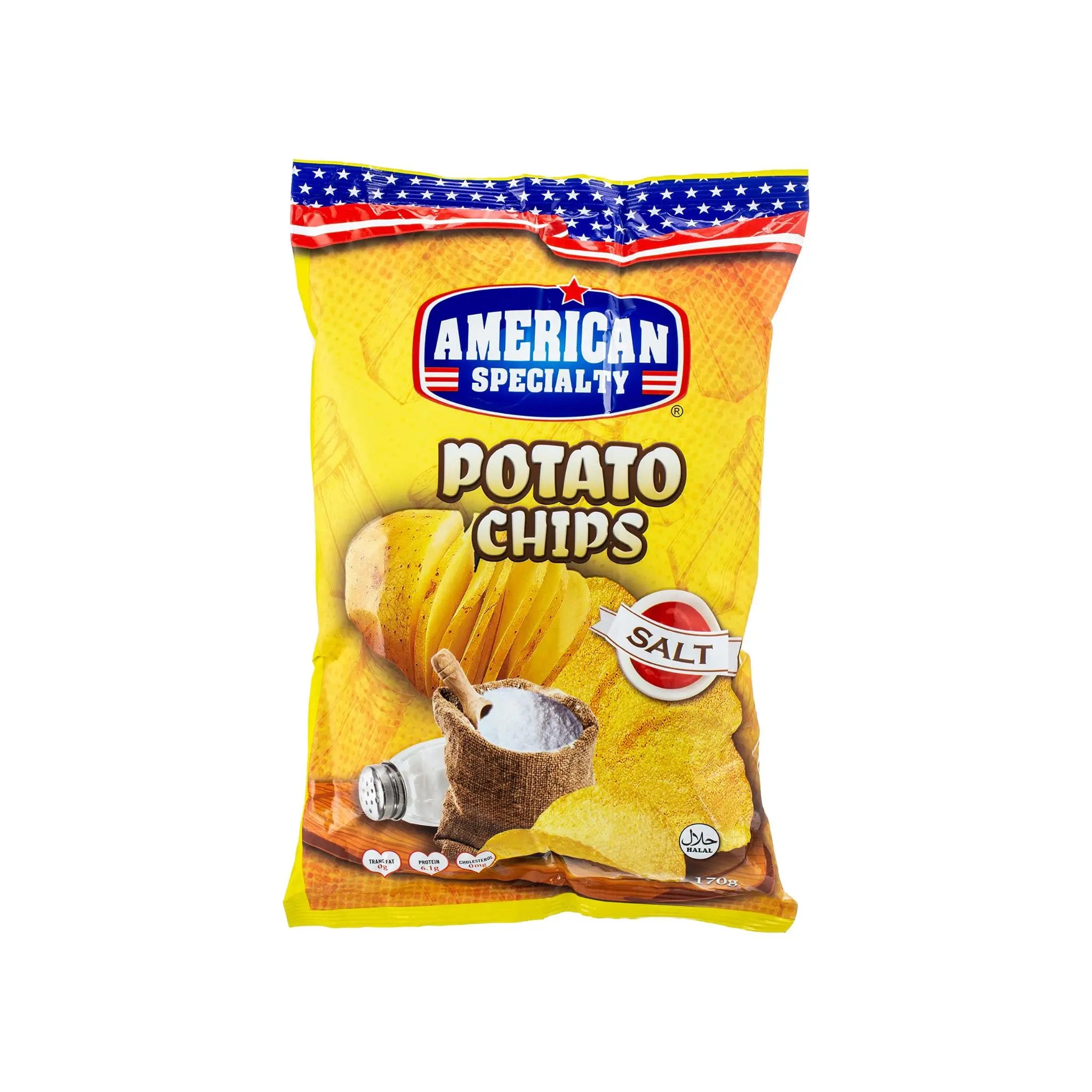 American Specialty Potato Chips Salt - 10x170g (1 carton) - Marino.AE