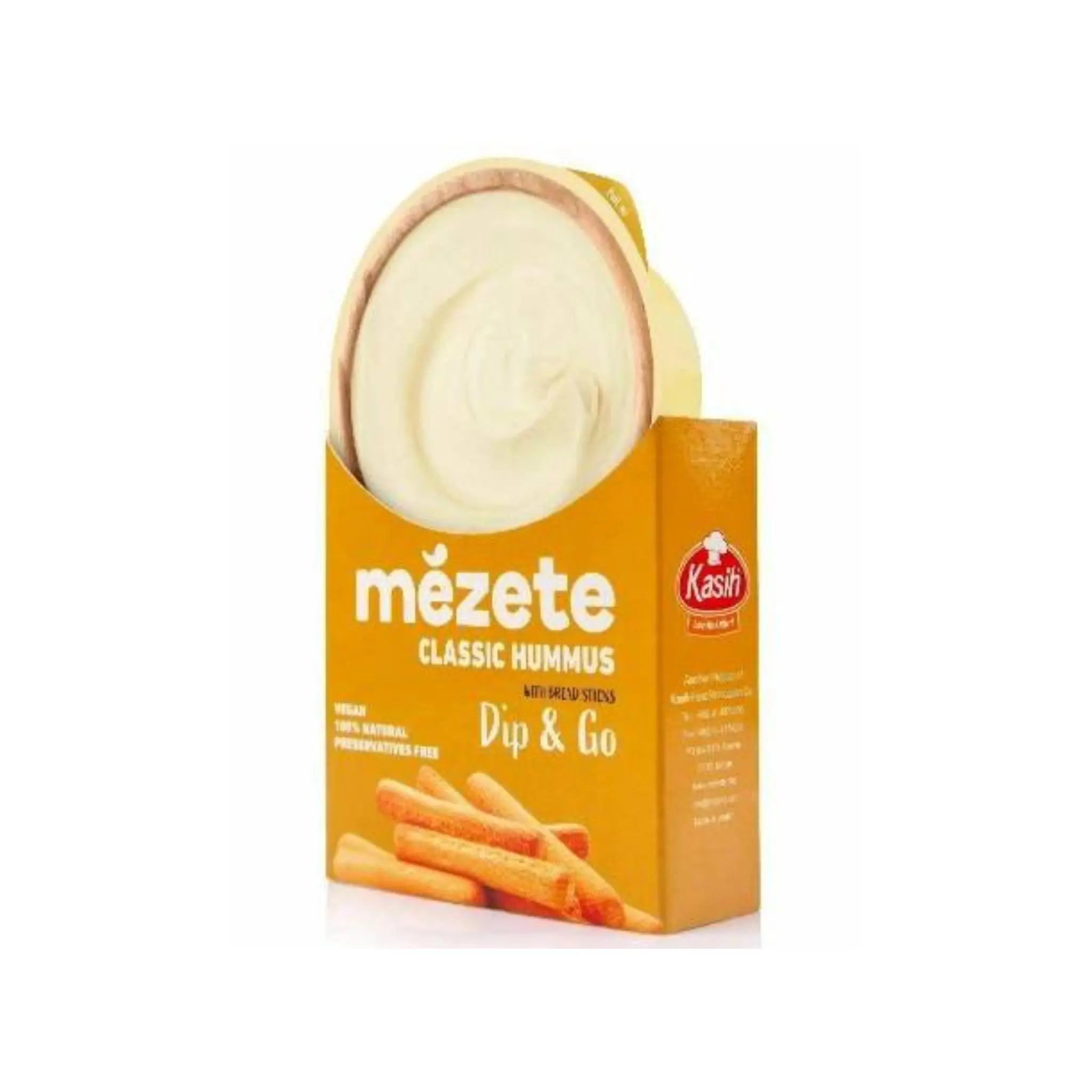 Mezete Classic Hummus w/ Bread Sticks Dip & Go - 92gx6 (1 carton) - Marino.AE