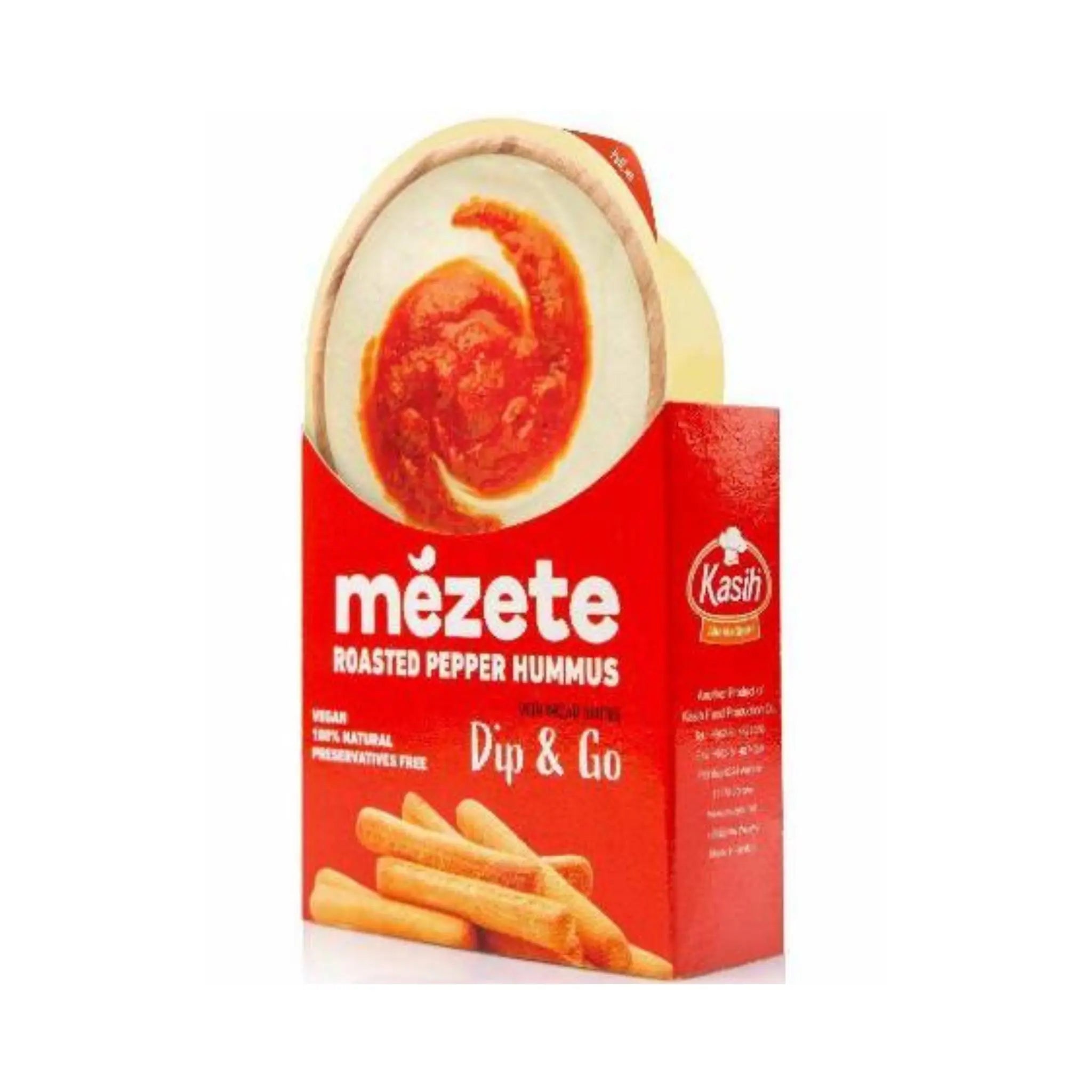 Mezete Roasted Pepper Hummus w/ Bread Sticks Dip & Go - 92gx6 (1 carton) - Marino.AE