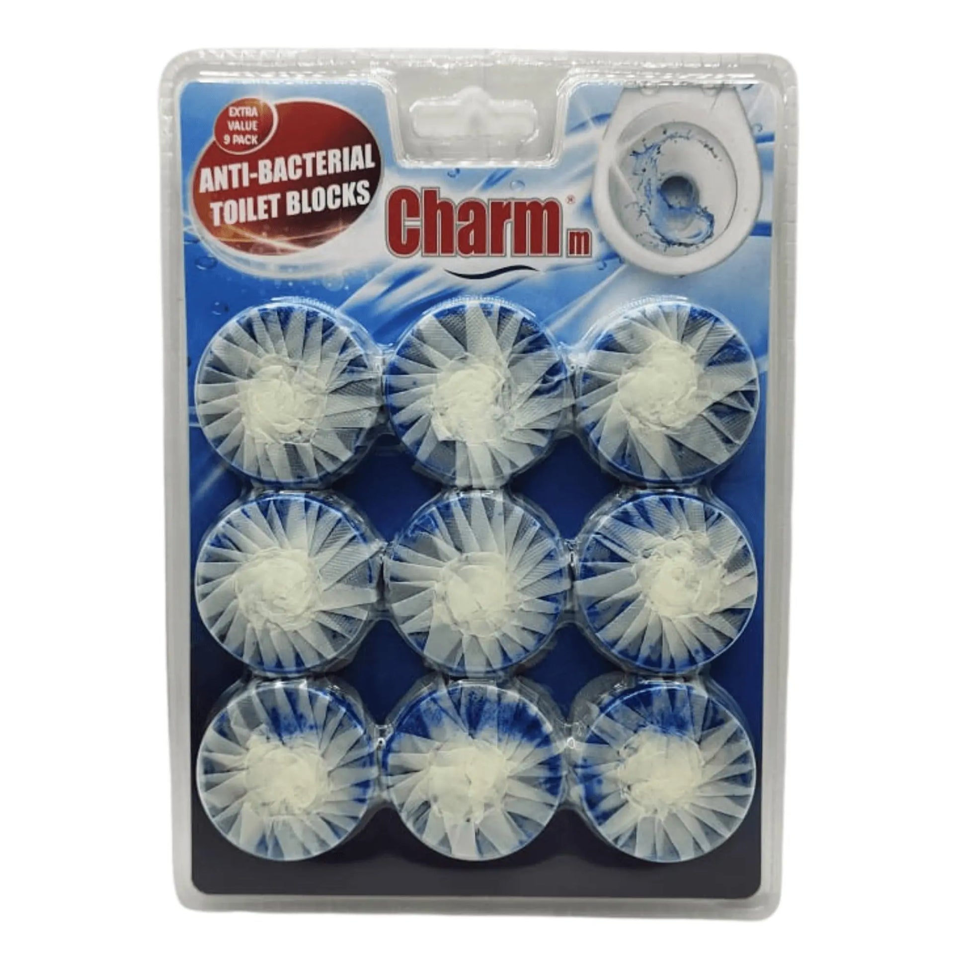 CHARMM Anti Bacterial Toilet Blocks 9pkx24 (1 carton) Marino.AE