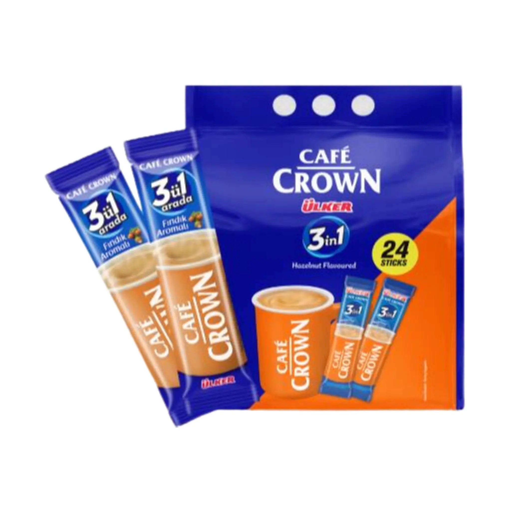 Café Crown 3in1 Coffee Hazelnut - 12x24x18g (1 carton) - Marino.AE
