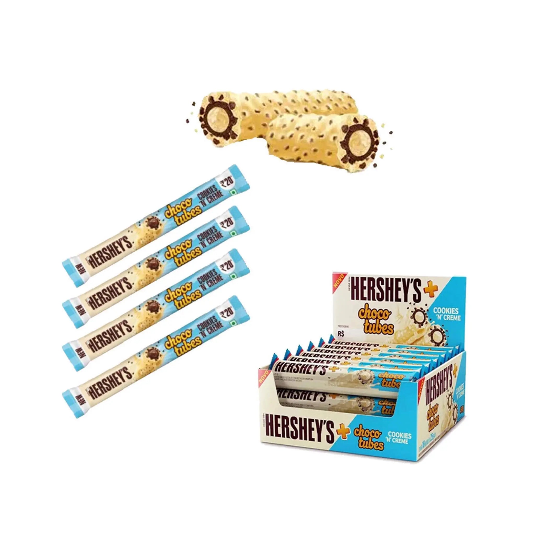 Hershey's Choco Tubes w/ Cookies & Cream - 24x12x25g (1 carton) - Marino.AE