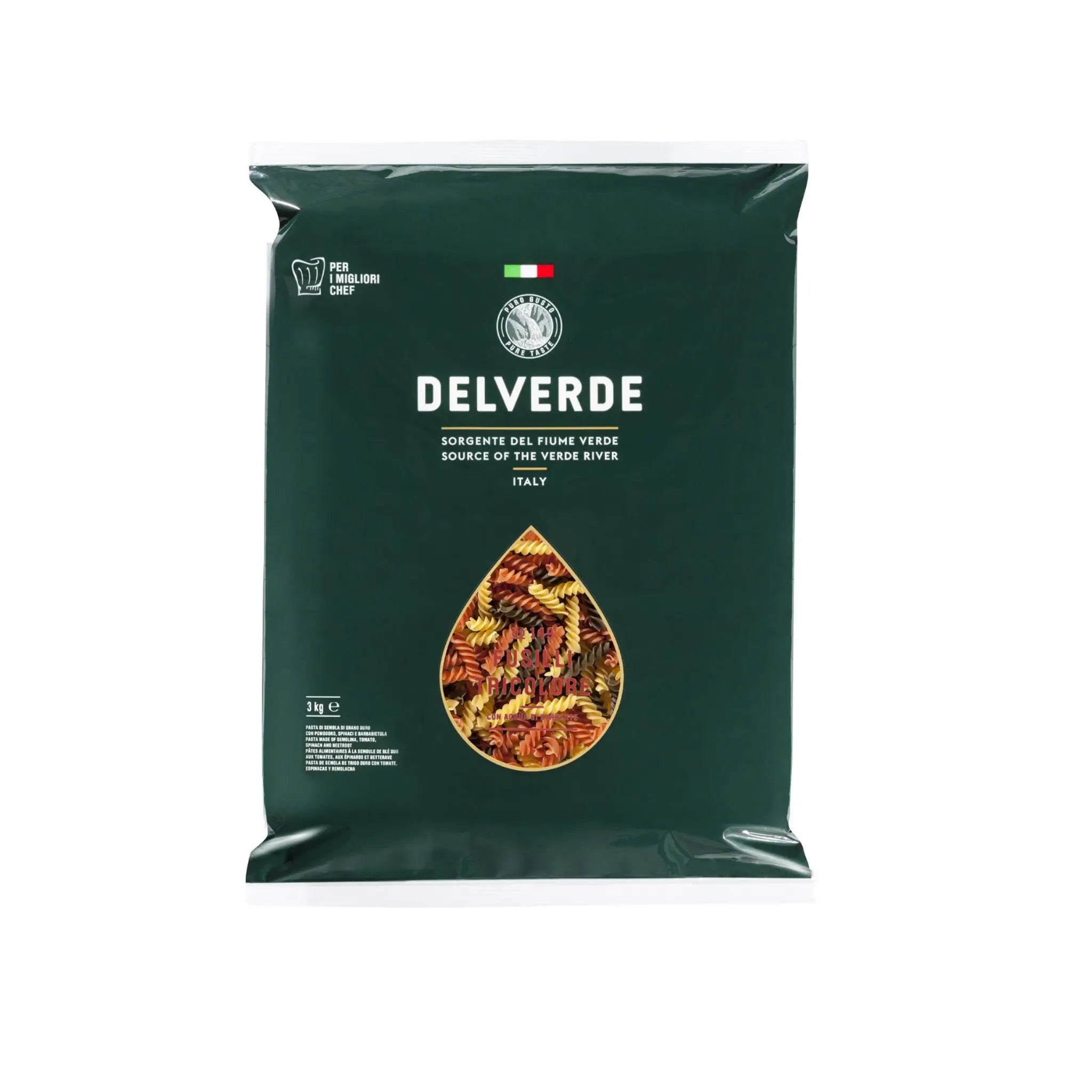 DELVERDE PASTA TRI-COLOR FUSILLI 3KG (4x3kg) Marino.AE