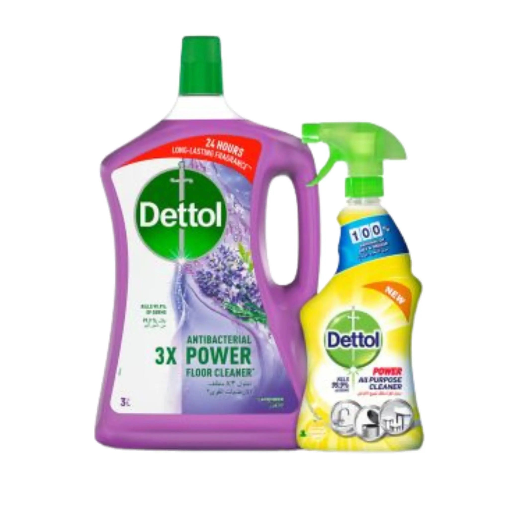 DETTOL FLOOR CLEANER LAVENDER 3L + ALL PURPOSE CLEANER 500ML - 2x4 sets (1 carton) Marino.AE