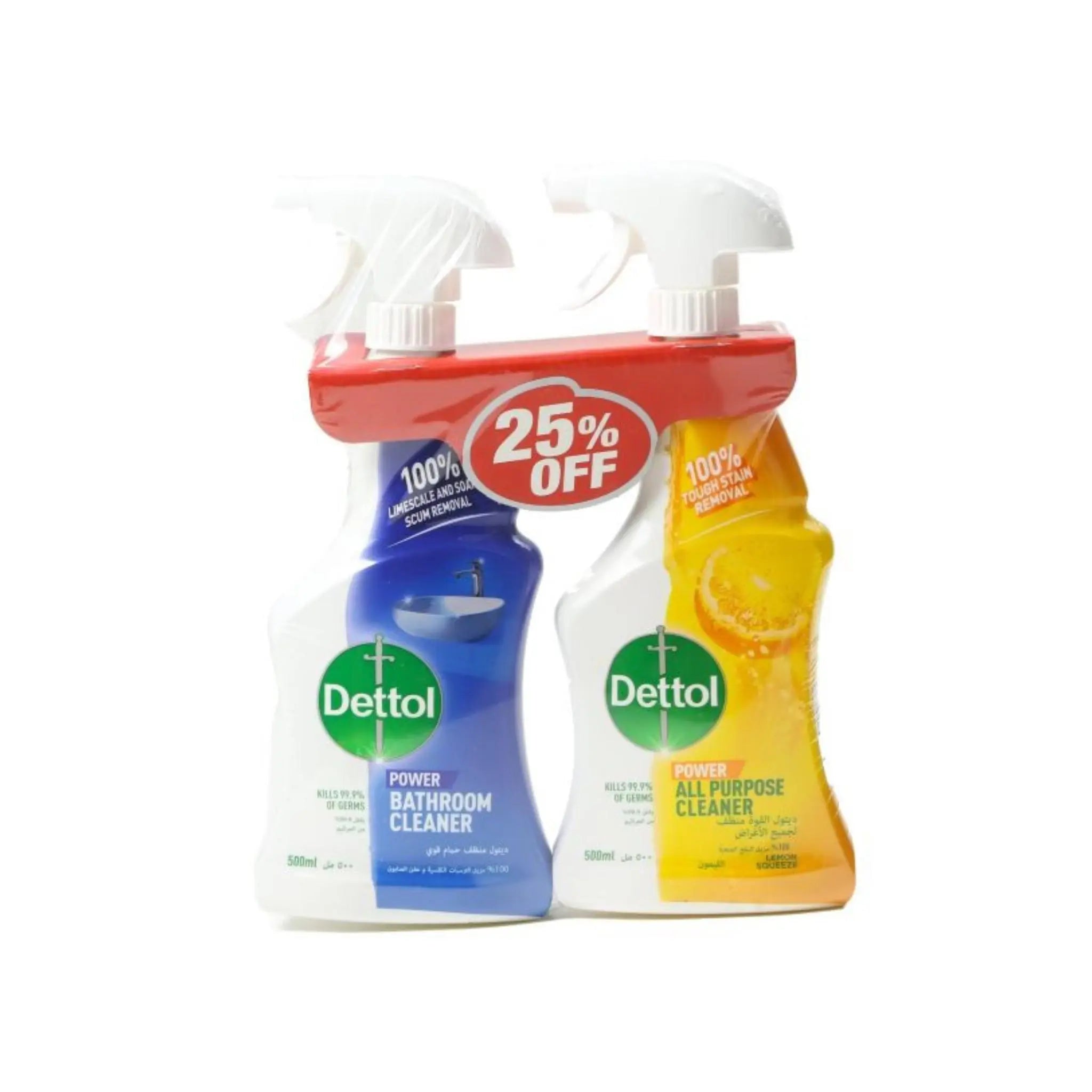 Dettol All Purpose Power 500ml + Bathroom Cleaner 500ml Offer Pack - 2x6 sets (1 carton) Marino.AE