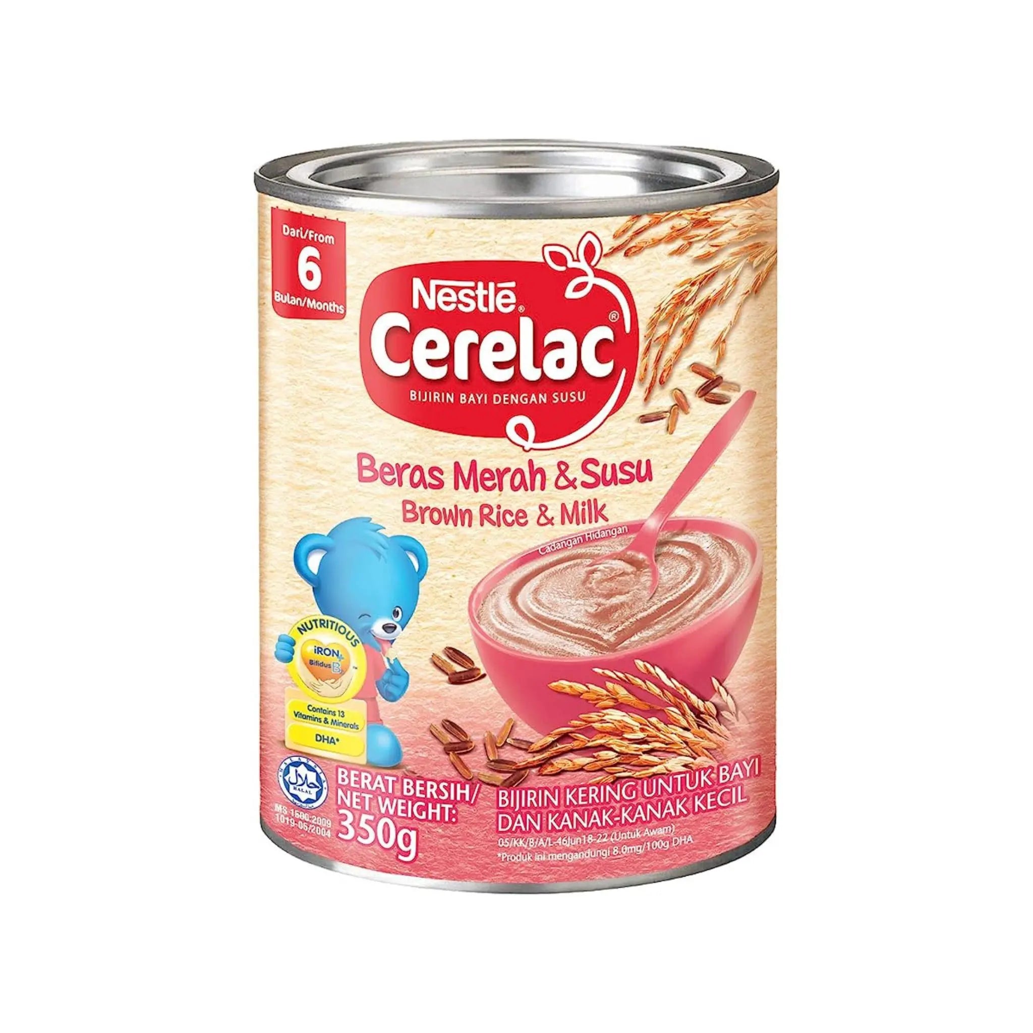 Nestle Cerelac Brown Rice & Milk (from 6  Months) - 12x350g (1 carton) - Marino.AE