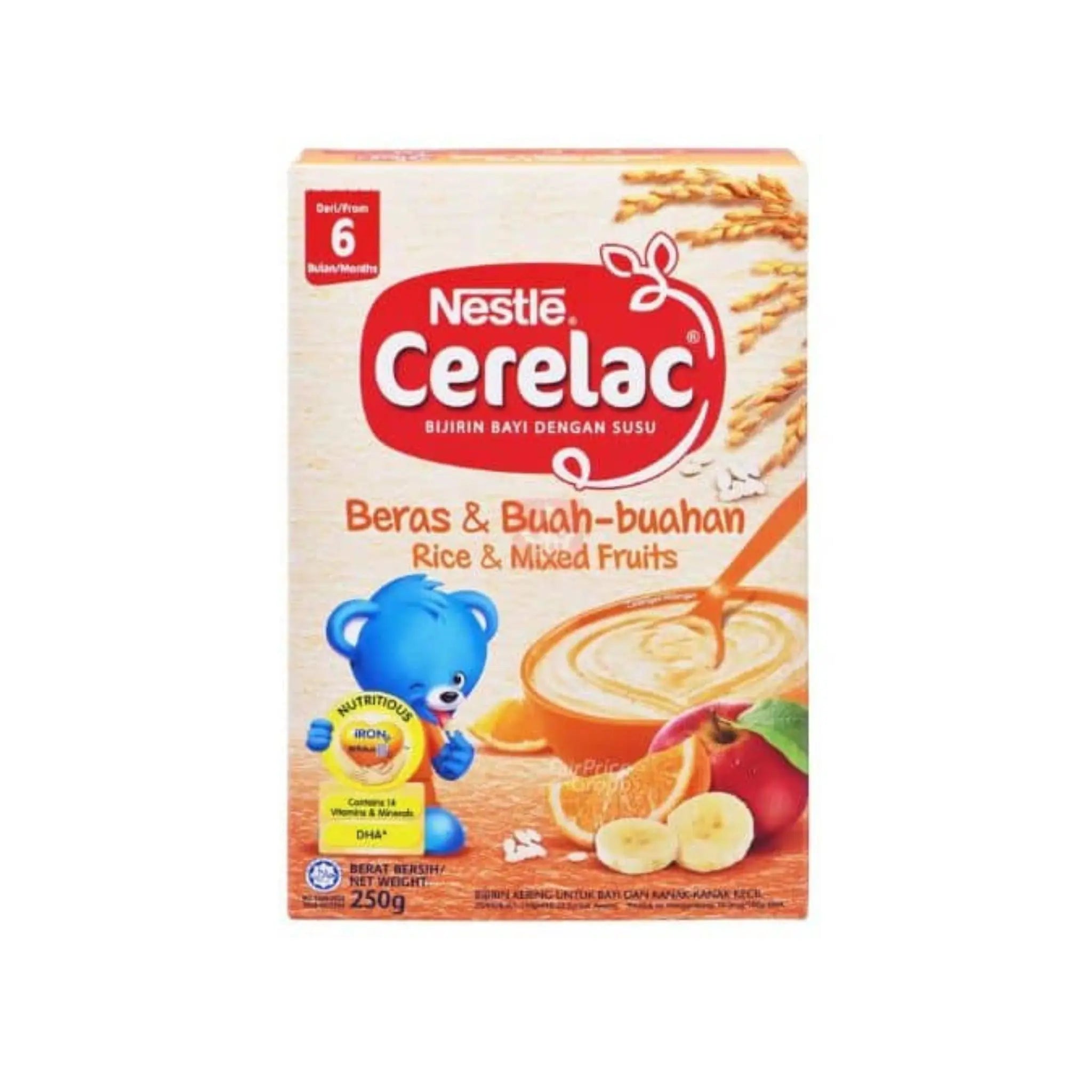 Nestle Cerelac Rice & Mixed Fruits - 24x250g (1 carton) - Marino.AE