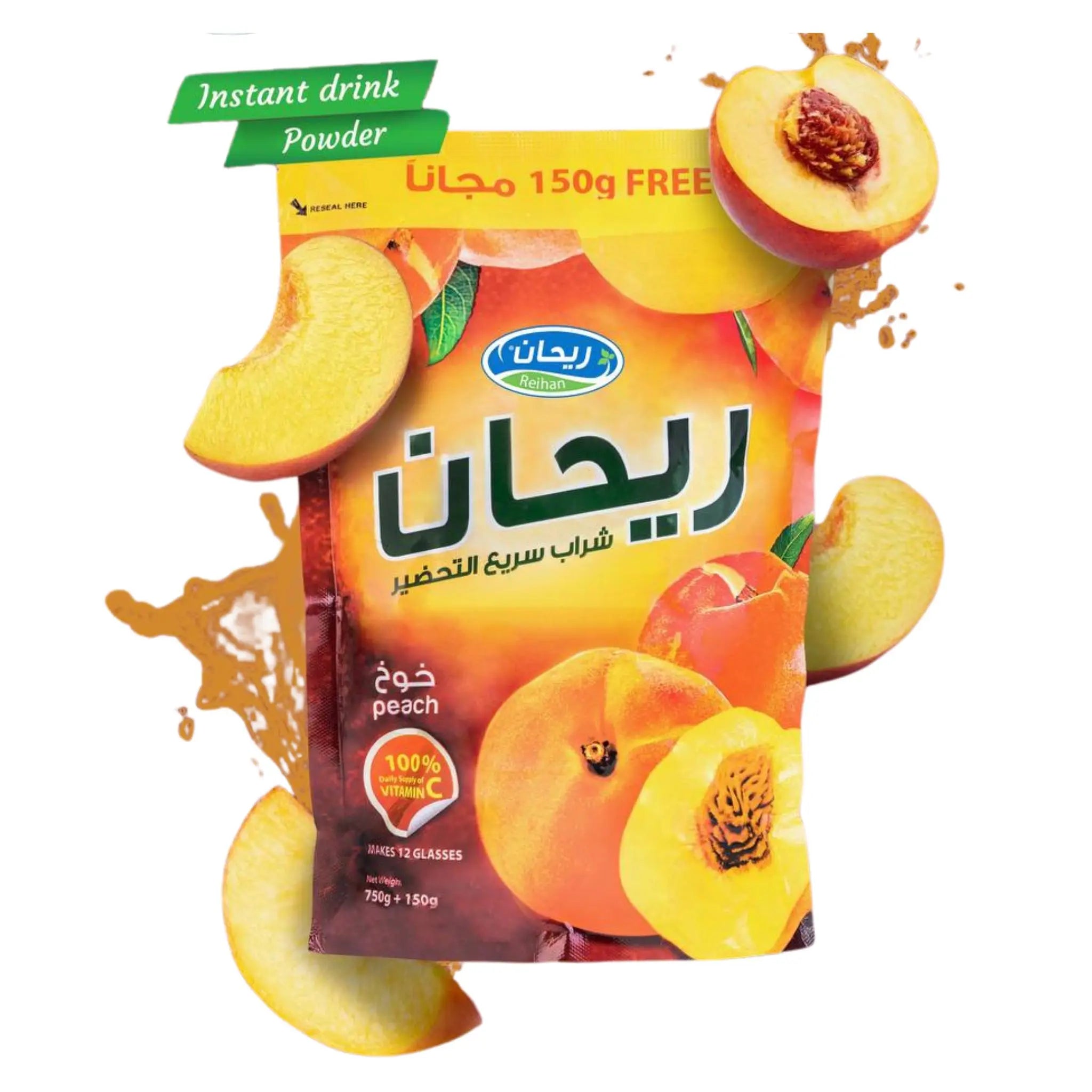 REIHAN INSTANT DRINK PEACH FLAVOUR 900G [POUCH] - Pack of 5 Marino.AE
