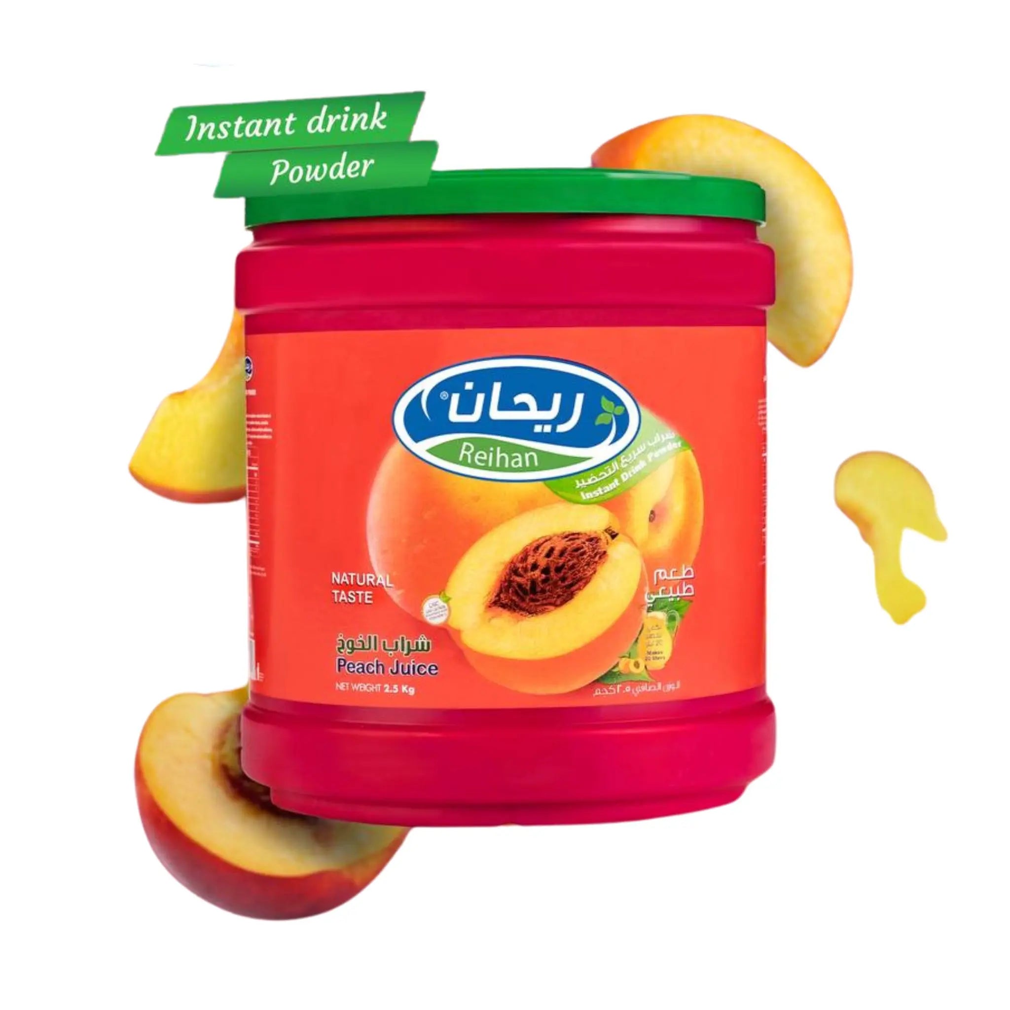 REIHAN INSTANT DRINK PEACH FLAVOUR [PLASTIC] 2.5Kg - Pack of 2 Marino.AE