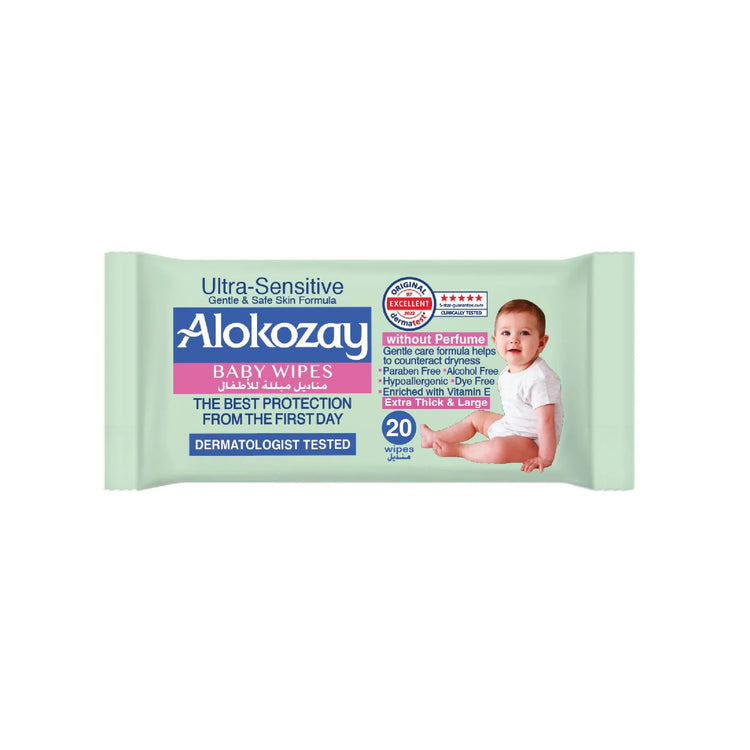 Alokozay Baby Wet Wipes - Ultra Sensitive w/out Fragrance - 20 Wipes Marino.AE