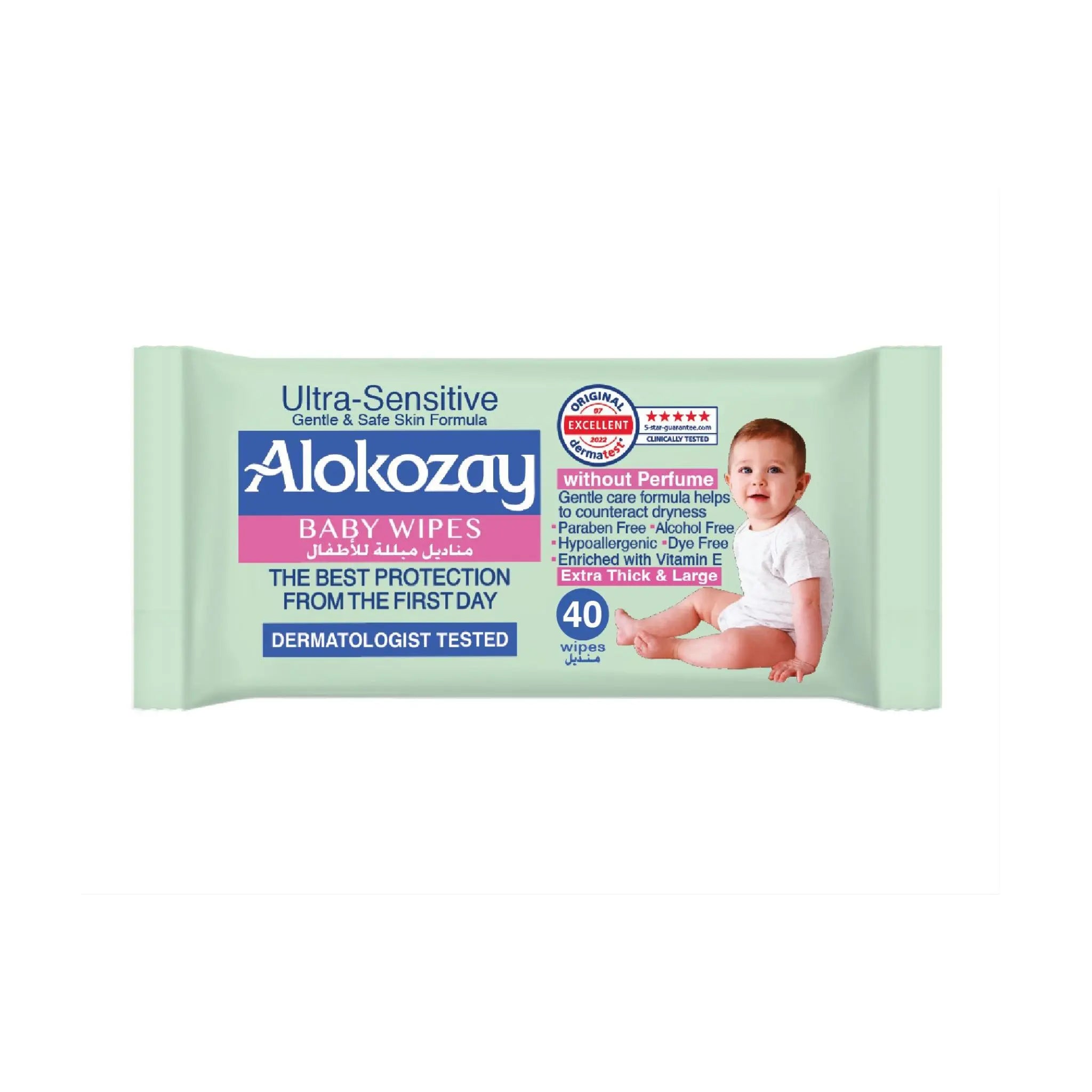 Alokozay Baby Wet Wipes - Ultra Sensitive w/out Fragrance - 40 Wipes Marino.AE