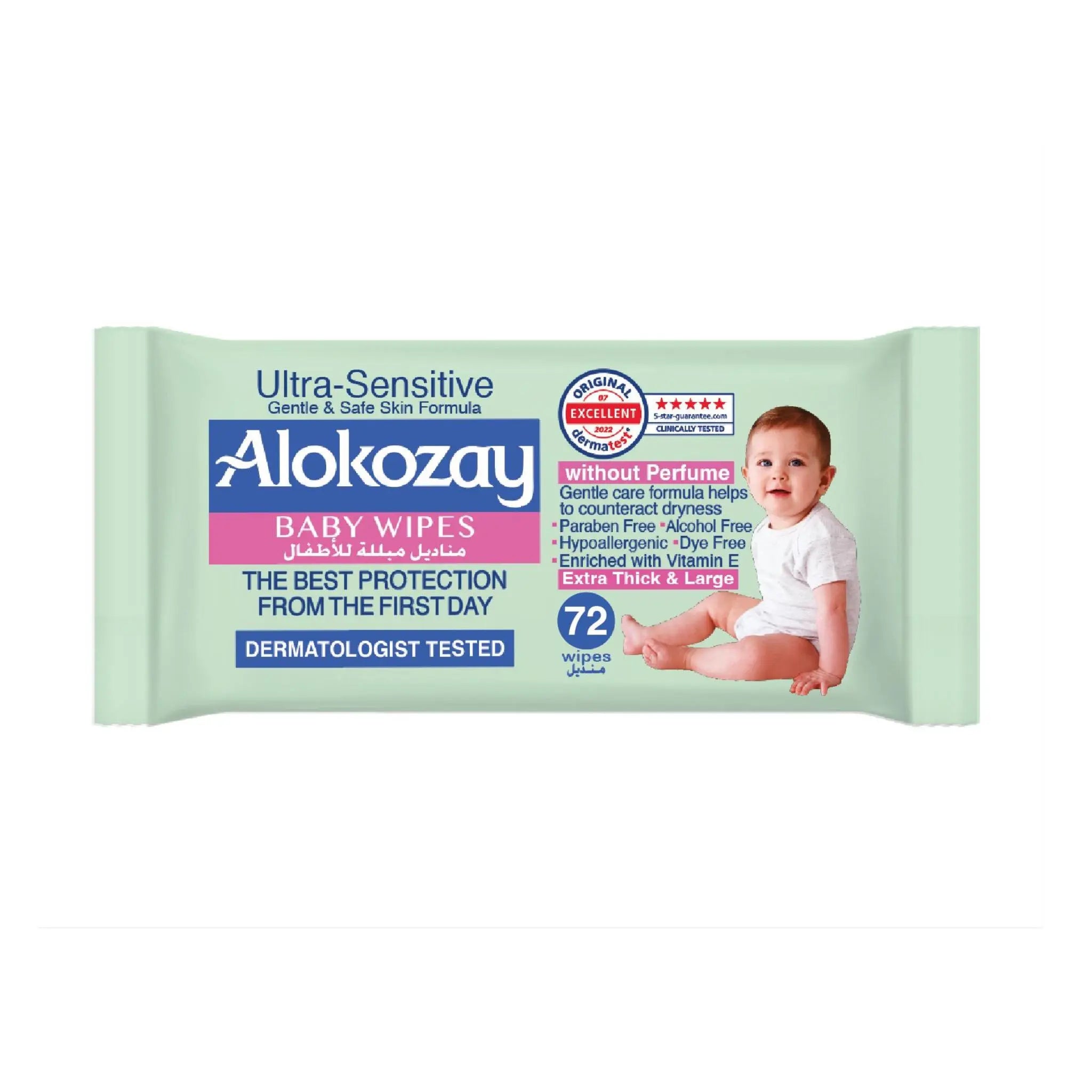 Alokozay Baby Wet Wipes - Ultra Sensitive w/out Fragrance - 72 Wipes Marino.AE